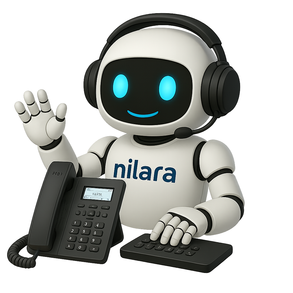 Robô Nilara com telefone